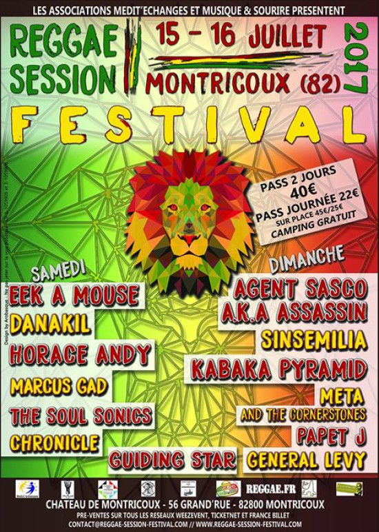 Festival Reggae Session 14/15/16 Juillet 2017 à Montricoux